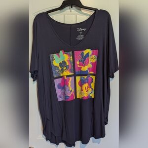 Disney Minnie Mouse Slate Grey Retro Art Tunic Top